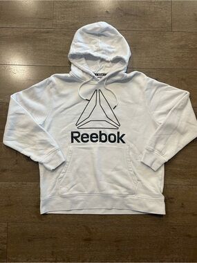 Reebok White Pullover Hoodie with Black Logo